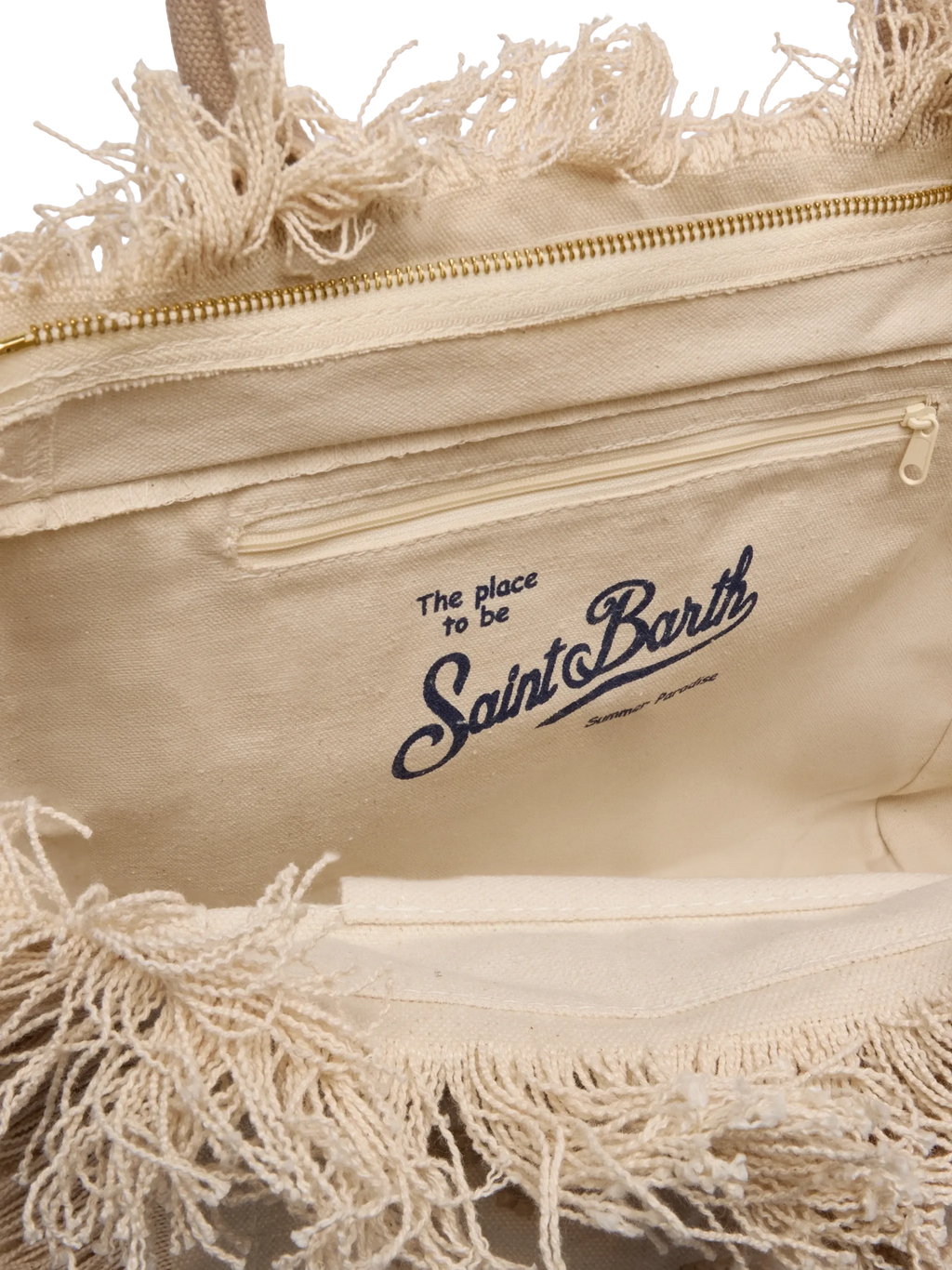 Bolso Vanity de tamaño regular en lona con bordado de lirio y tufting en color beige