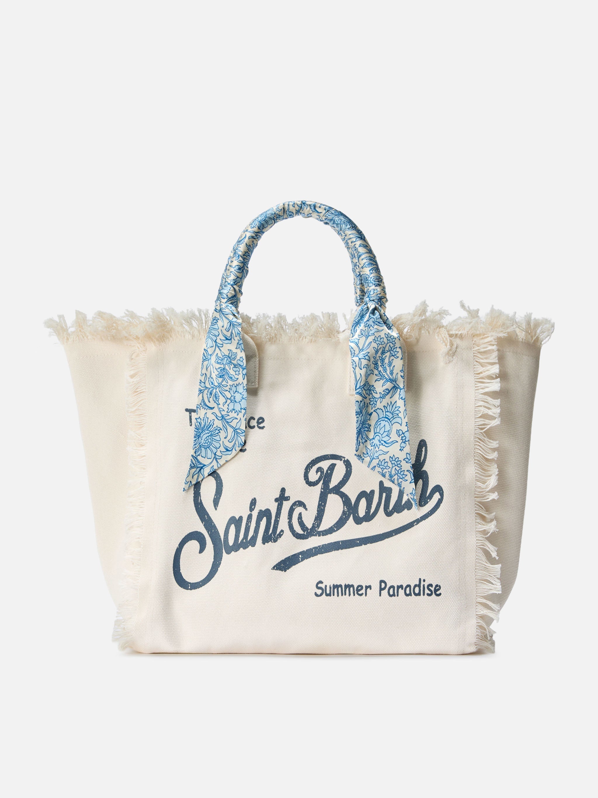 Bolso Vanity regular en lona blanca con sarga removible