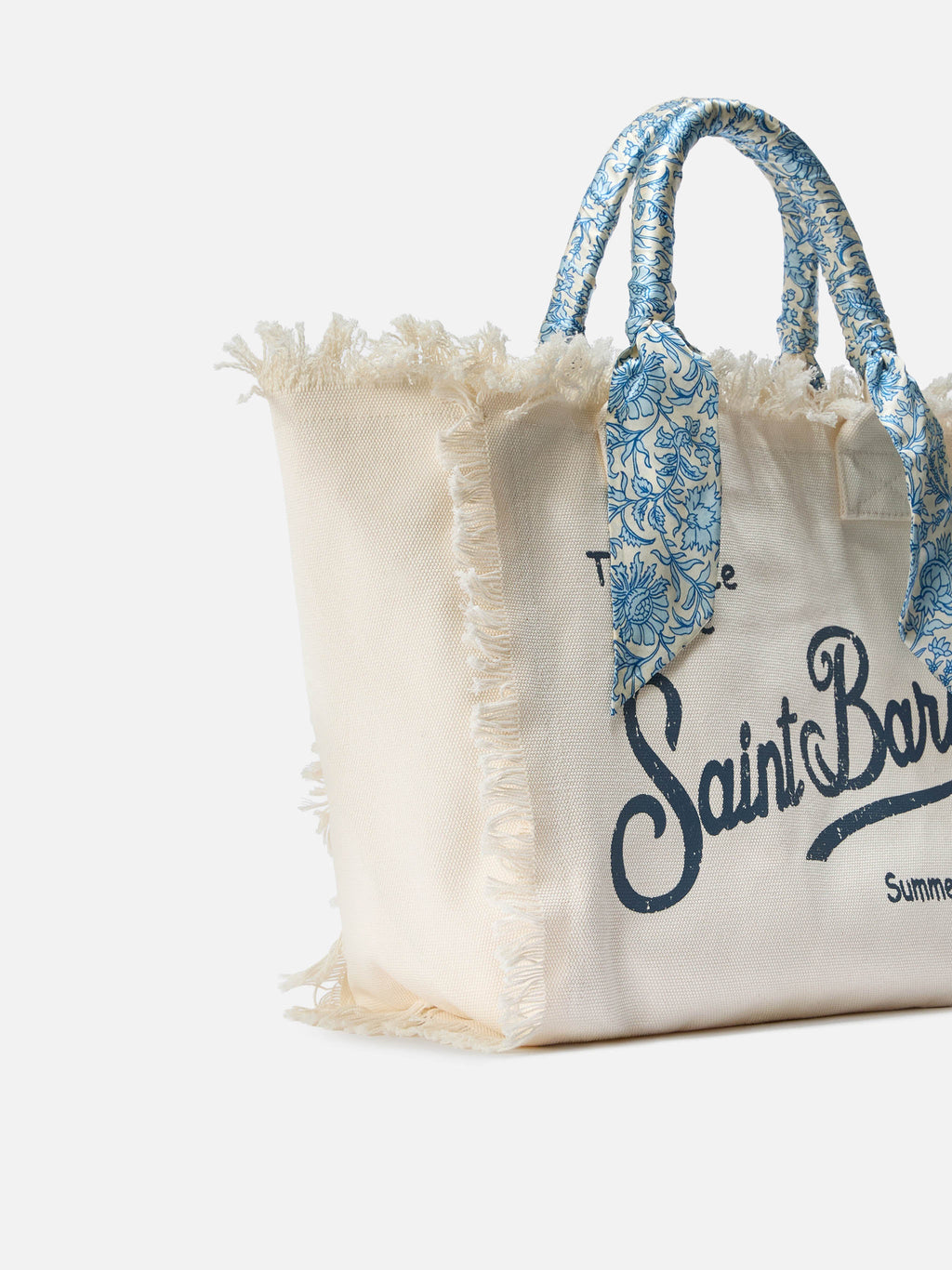 Bolso Vanity regular en lona blanca con sarga removible