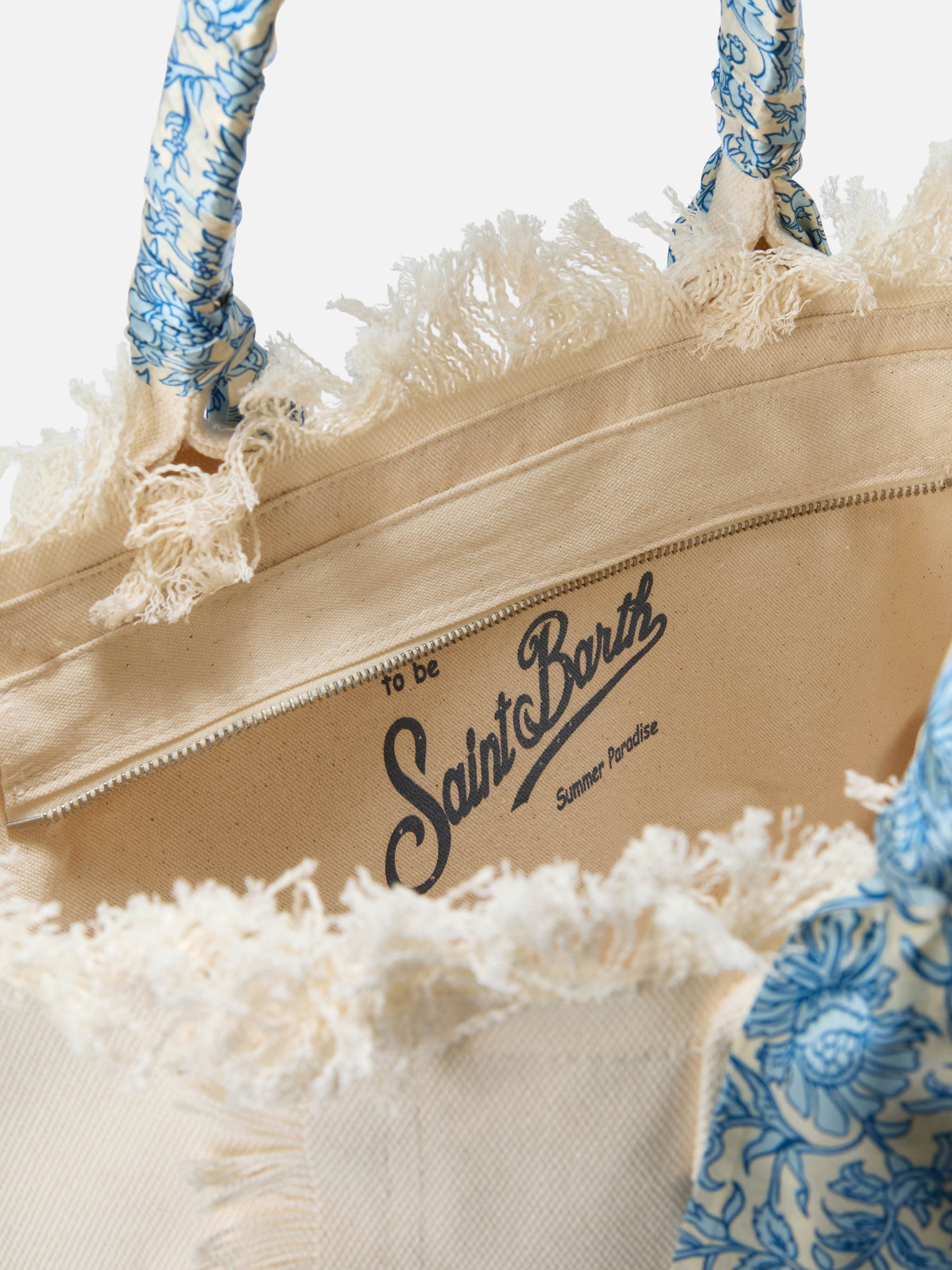 Bolso Vanity regular en lona blanca con sarga removible