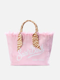 Bolso Vanity regular en lona rosa con sarga removible