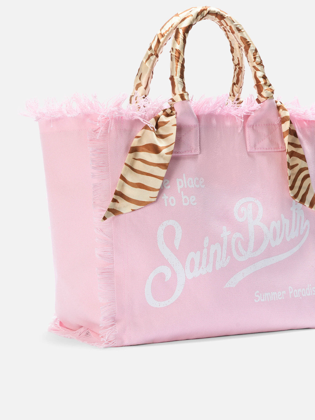 Bolso Vanity regular en lona rosa con sarga removible