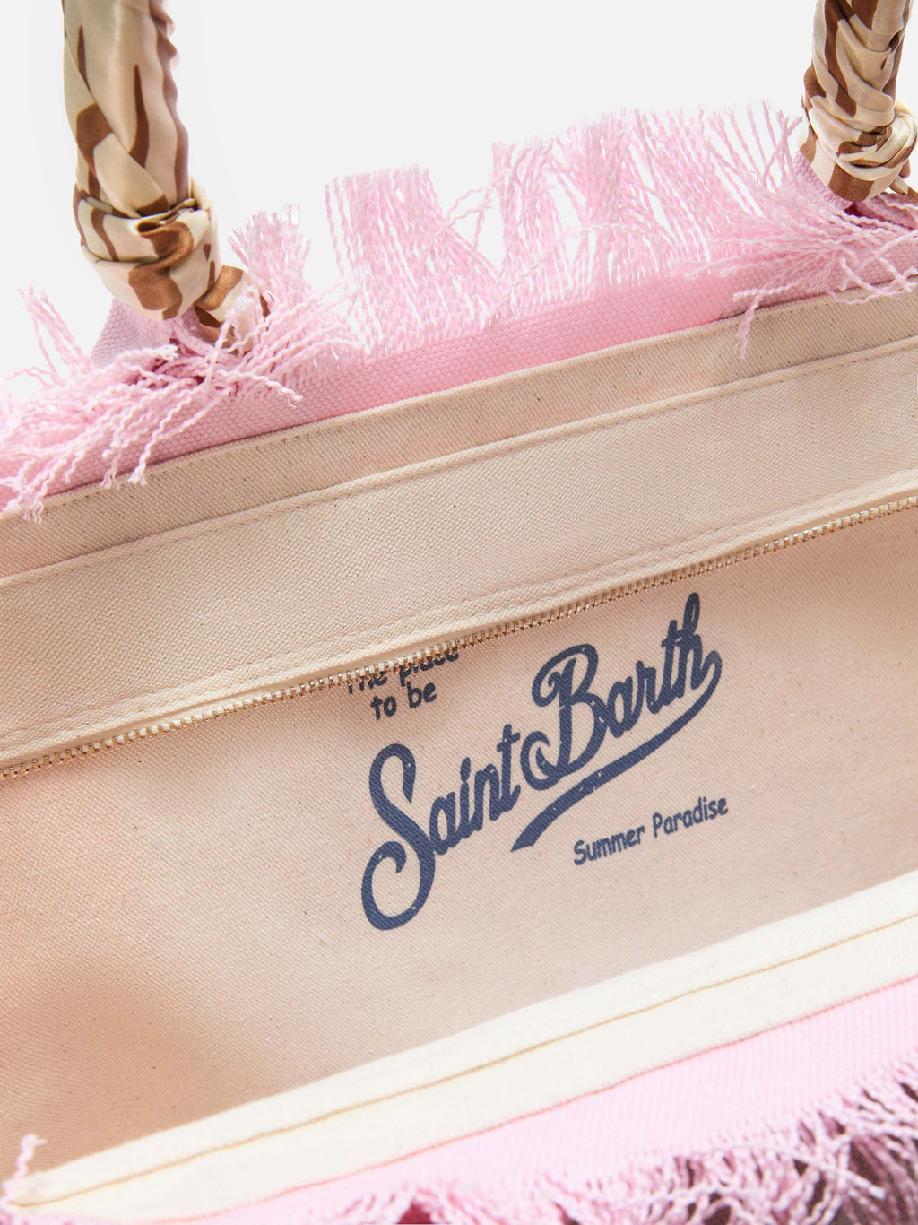 Bolso Vanity regular en lona rosa con sarga removible