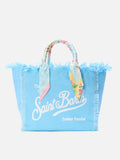 Bolso Vanity de tamaño regular en lona azul con twill desmontable