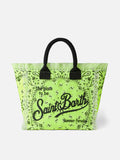 Bolso de hombro Vanity amarillo fluorescente con estampado de bandana