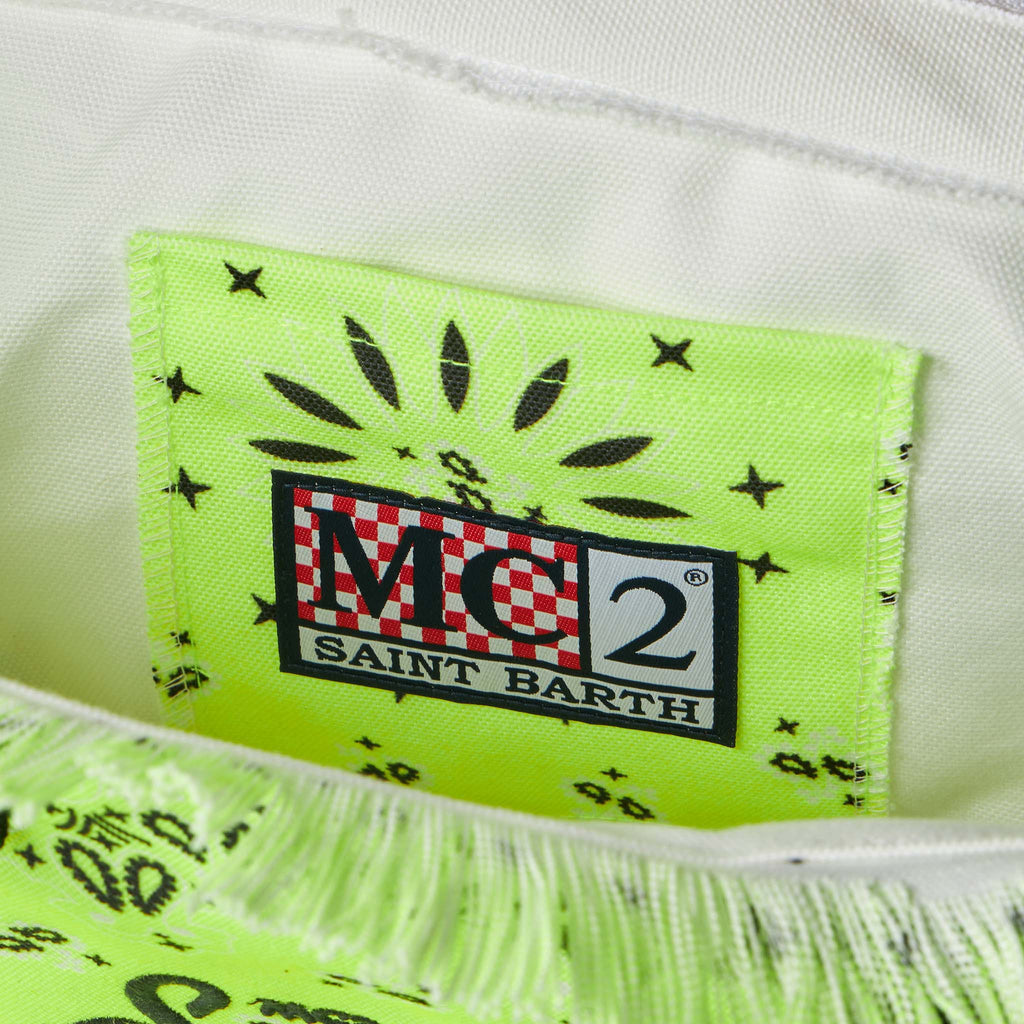 Bolso de hombro Vanity amarillo fluorescente con estampado de bandana
