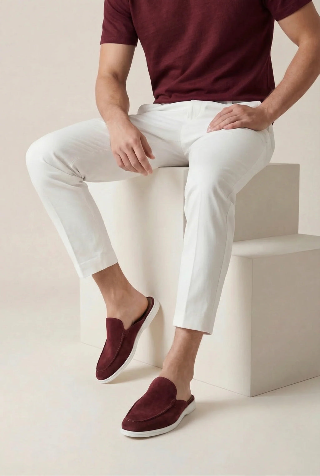 Mules Capri Suede Bordo.