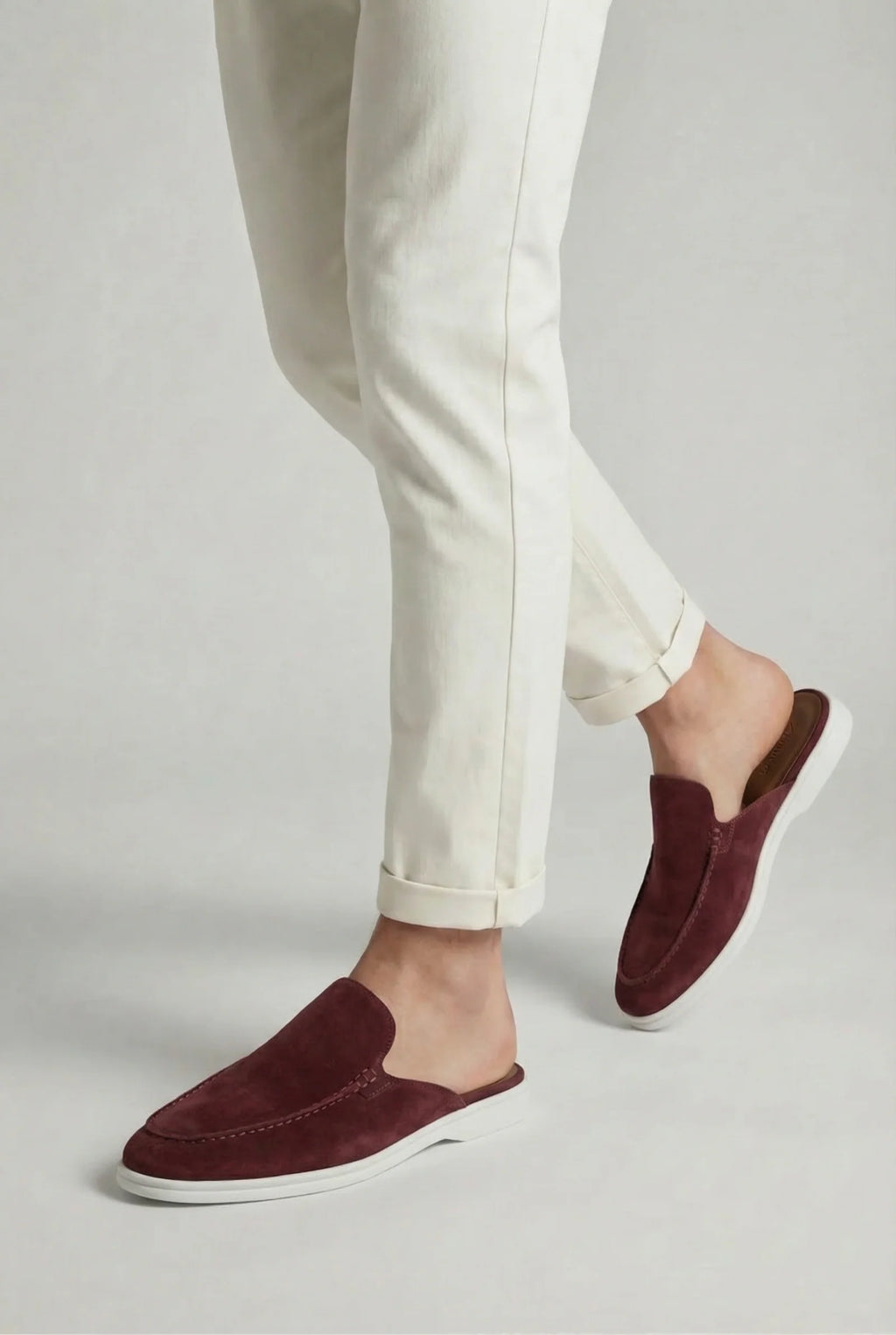 Mules Capri Suede Bordo.