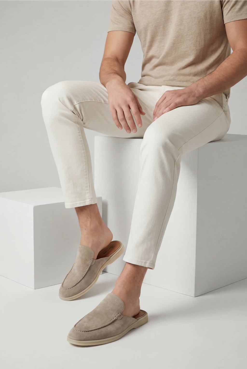 Mules Capri Suede Beige.