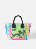 Bolso Colette de lona con estampado de bandana fluorescente multicolor