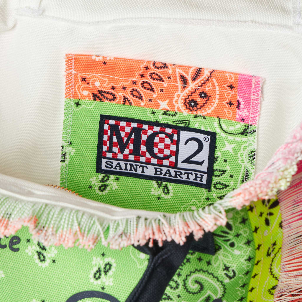 Bolso Colette de lona con estampado de bandana fluorescente multicolor