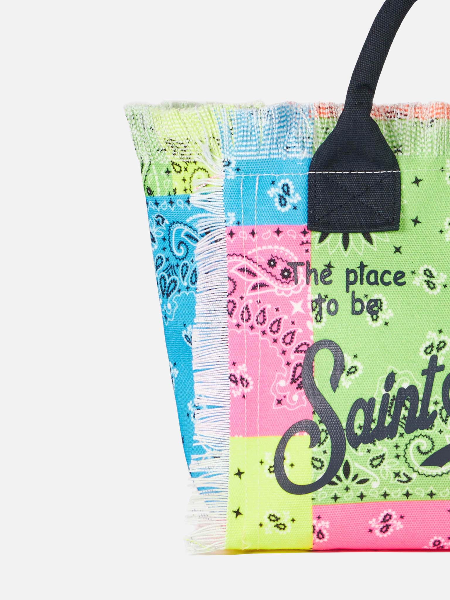 Bolso Colette de lona con estampado de bandana fluorescente multicolor