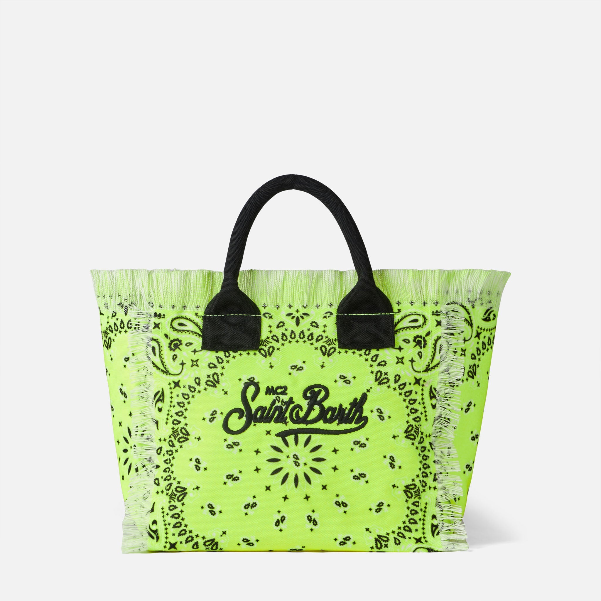 Bolso Colette amarillo fluorescente con estampado de bandana