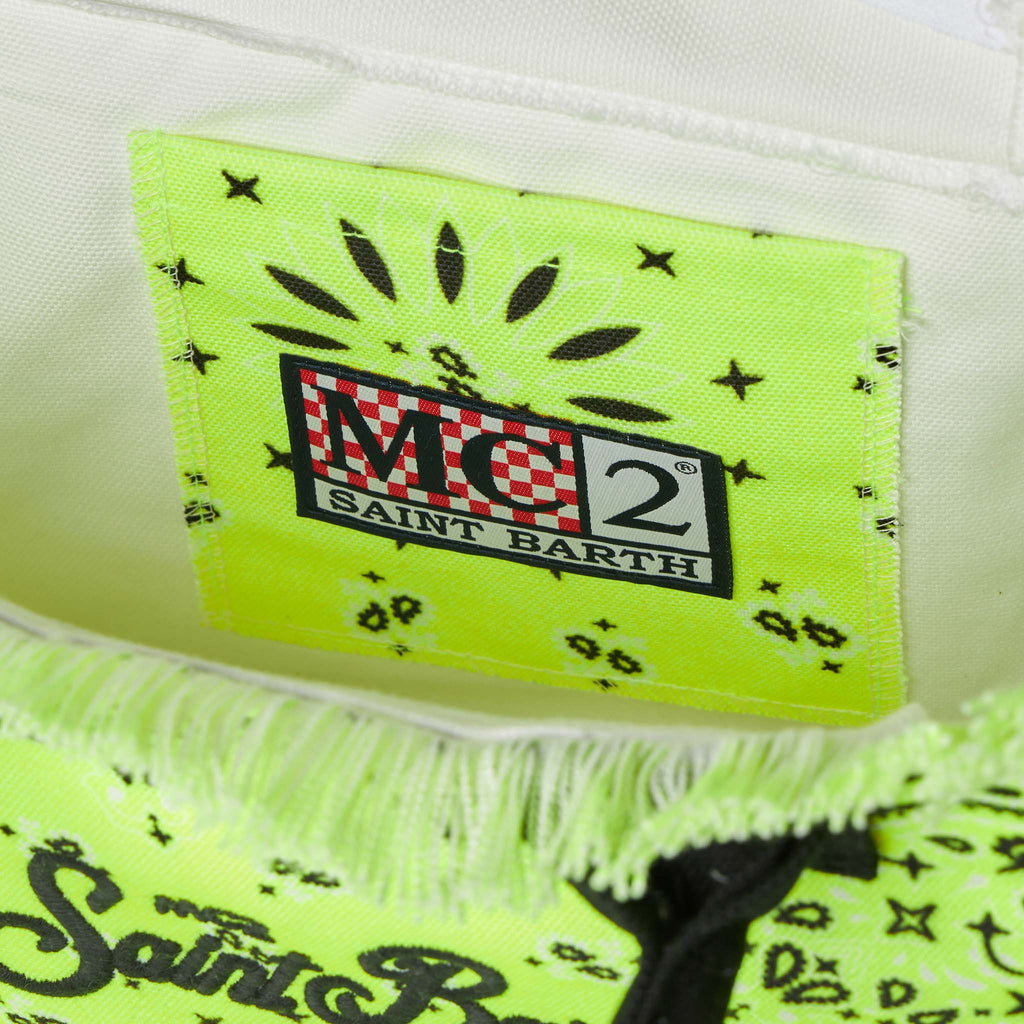 Bolso Colette amarillo fluorescente con estampado de bandana
