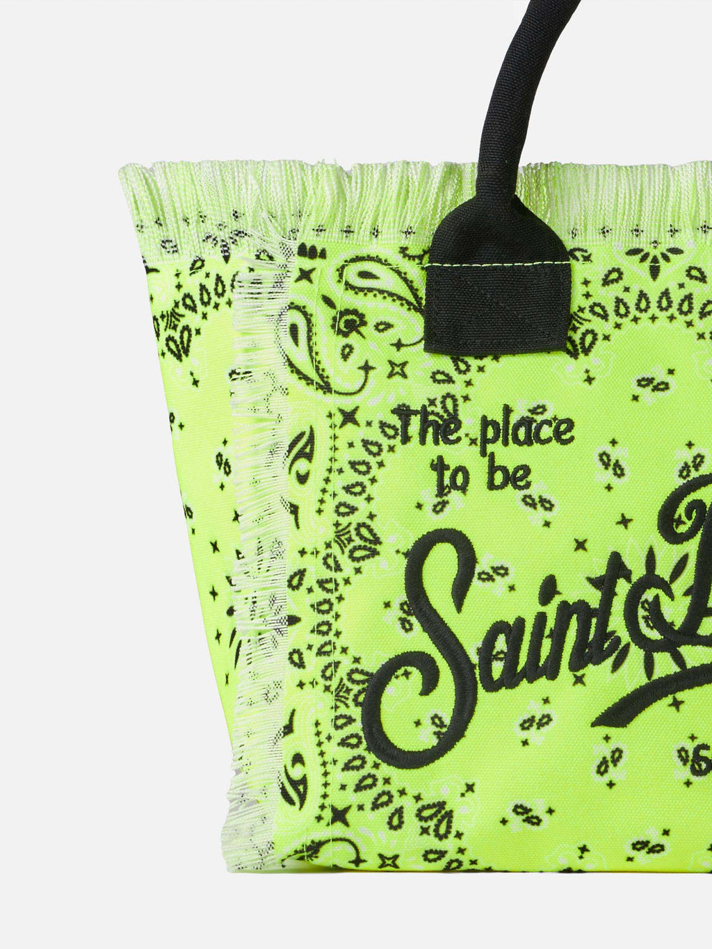 Bolso Colette amarillo fluorescente con estampado de bandana