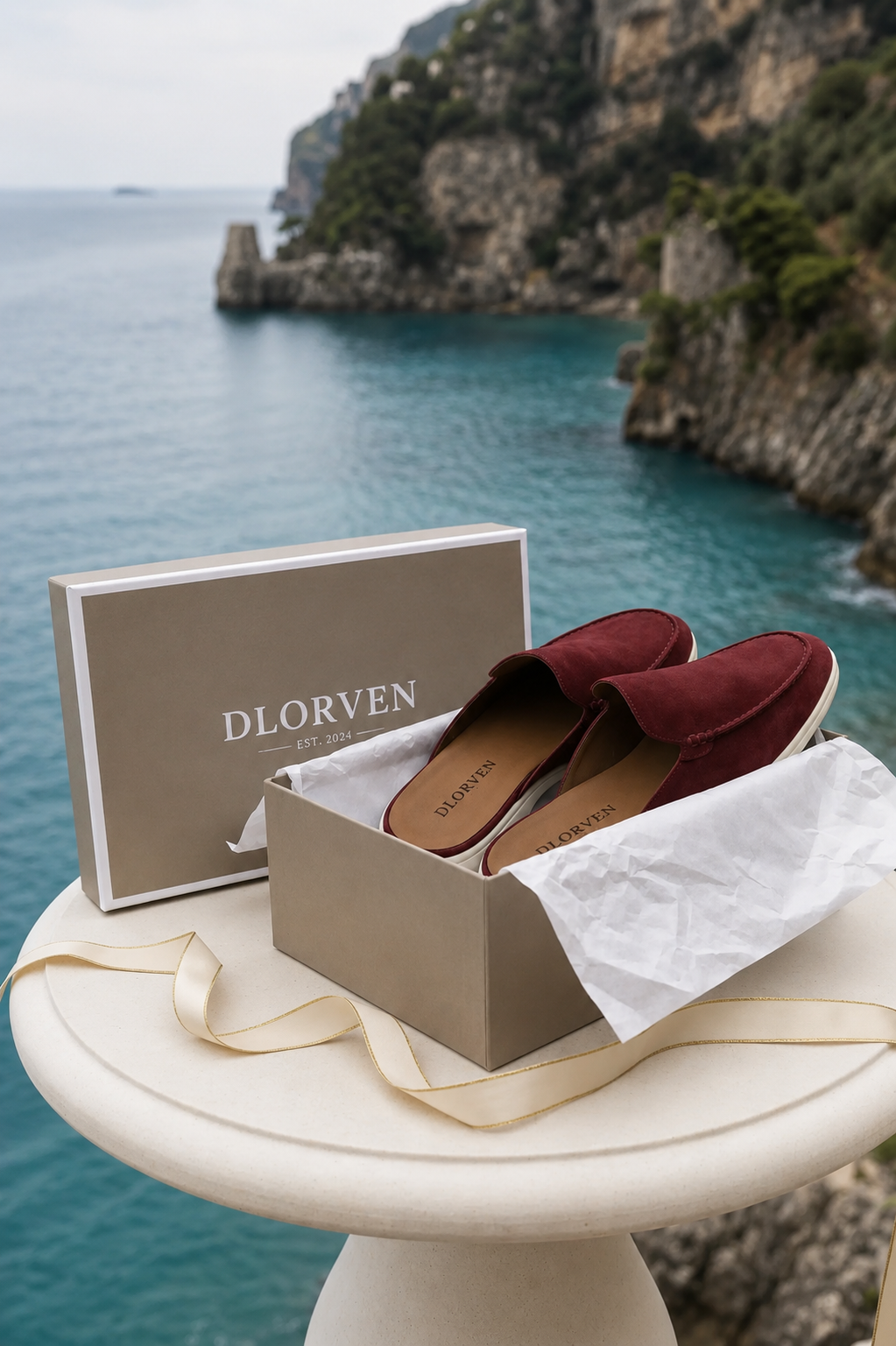 Mules Capri Suede Bordo.