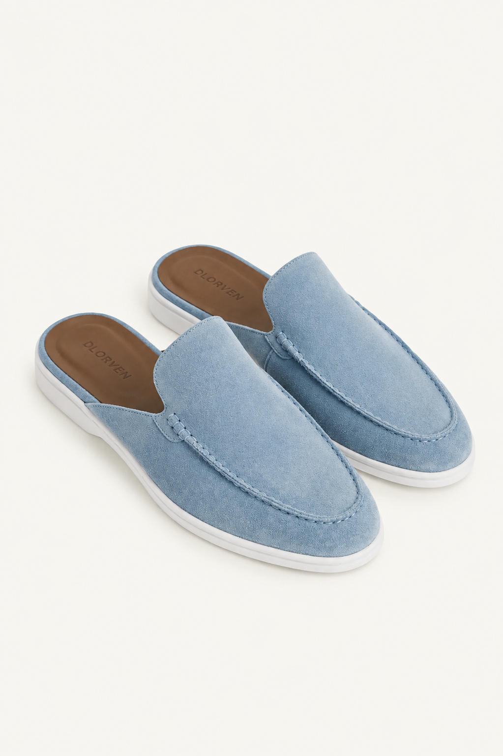 Mules Capri Suede Celeste.