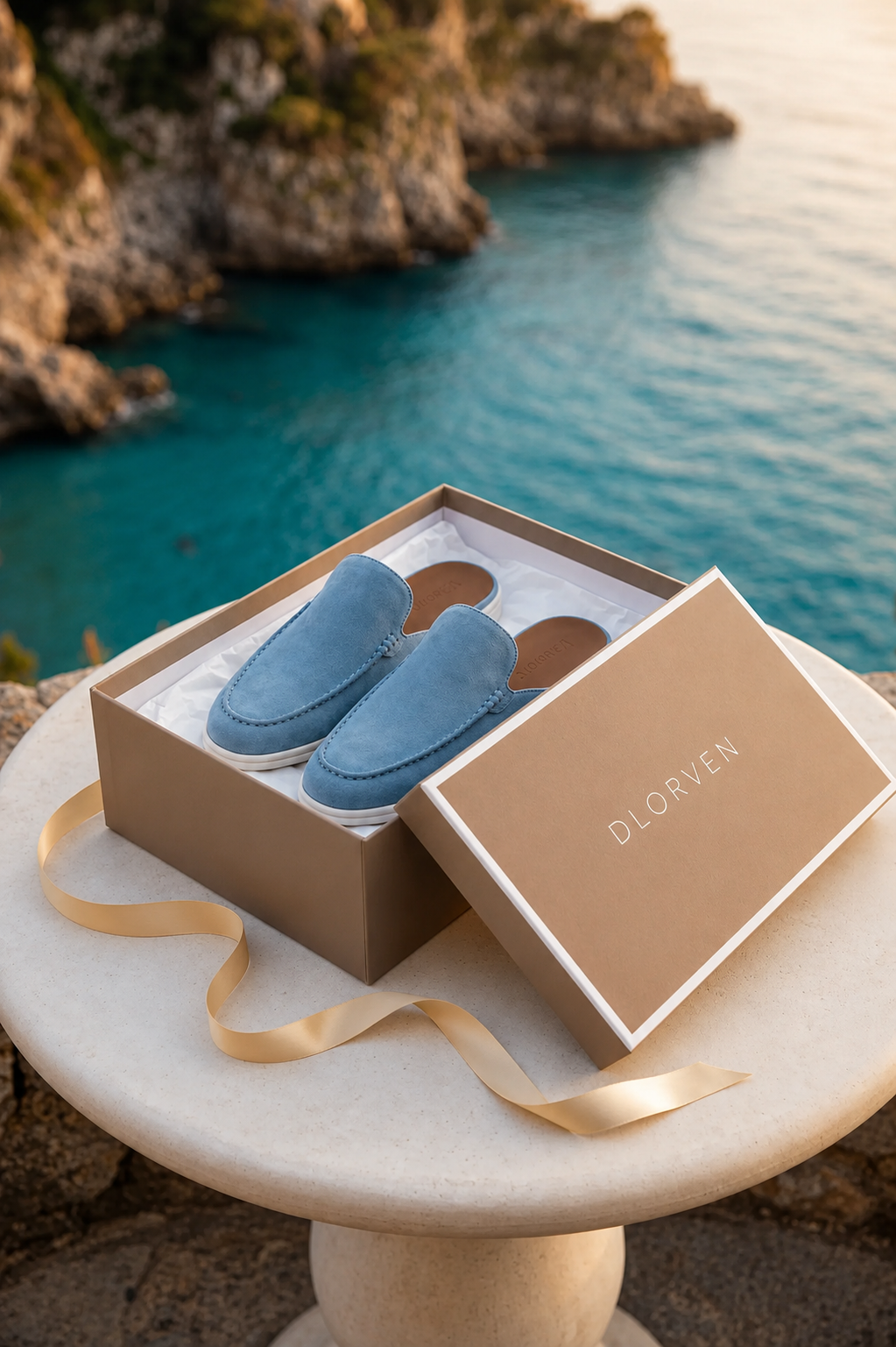 Mules Capri Suede Celeste.
