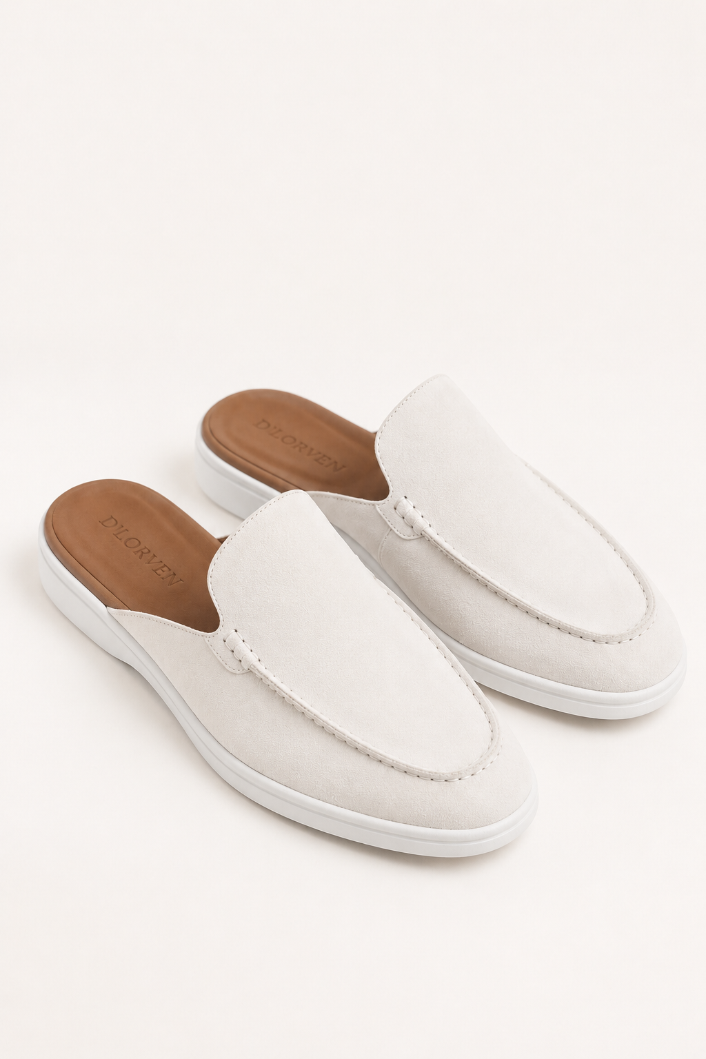 Mules Capri Suede Blanco.