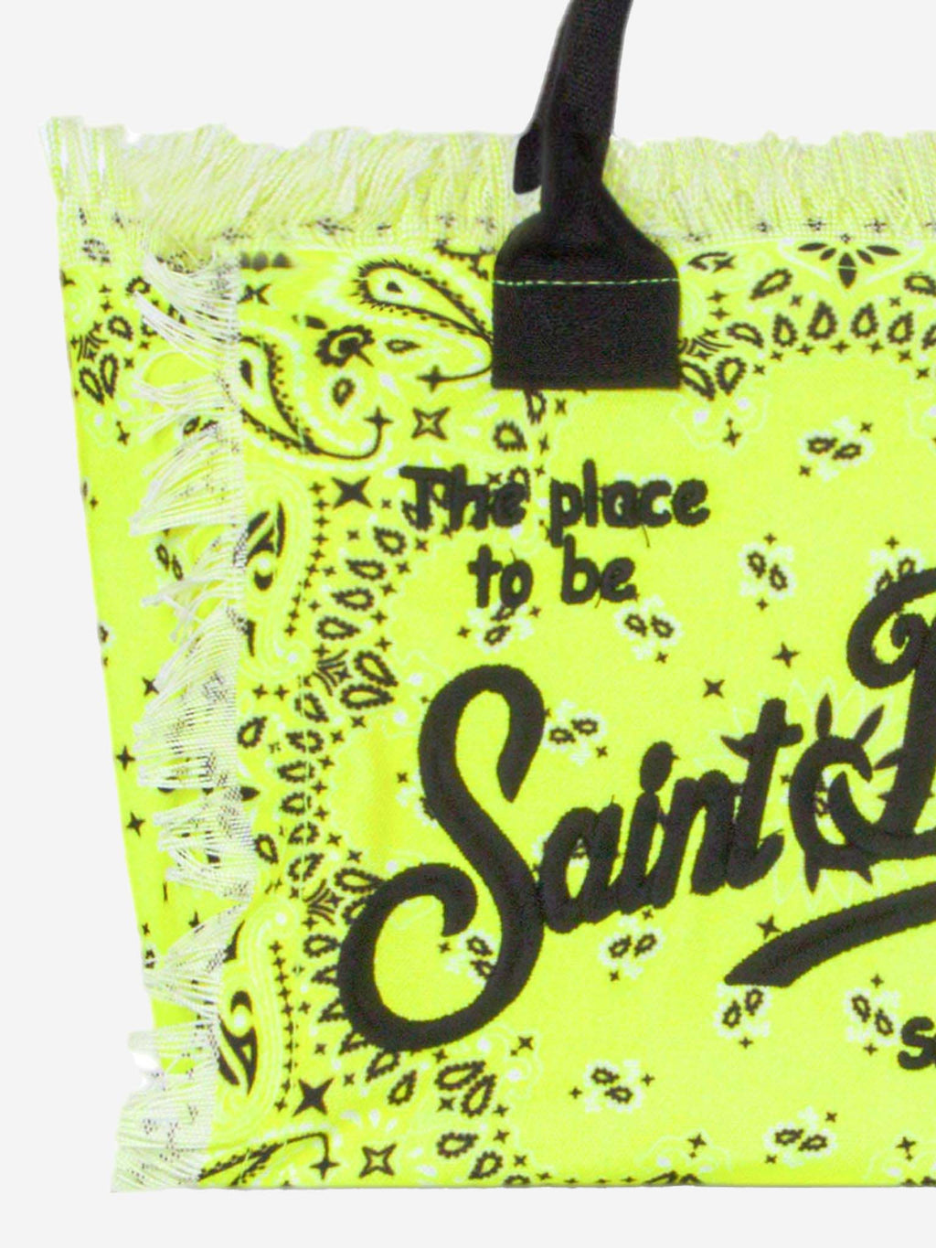 Bolso Colette de lona de algodón con estampado bandana amarillo fluorescente