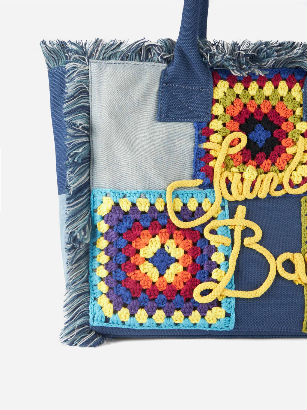 Bolso de hombro de tela tejido a crochet