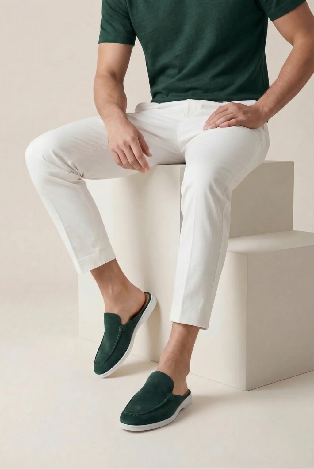 Mules Capri Suede Verde.